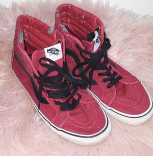 Vans Red High Tops 9.5 Mens And ,11 Women's